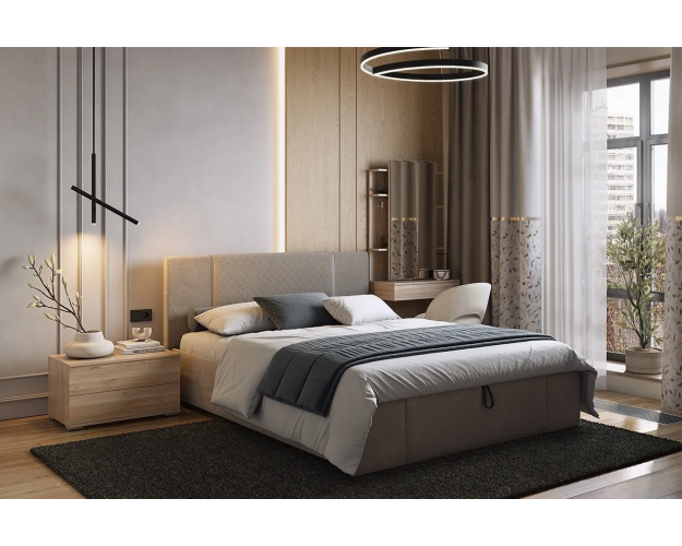 Кровать с основанием Хлоя 1600 латте (велюр)